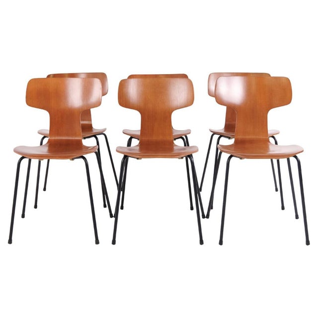 Model 3103 Dining T-Chairs by Arne Jacobsen for Fritz Hansen, 1980s, Set of 6 For Sale - Image 17 of 17