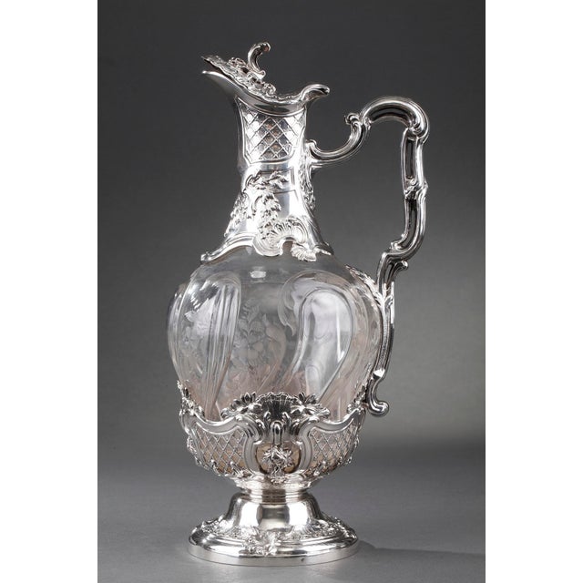 19th Century Silver and Crystal Ewers by Master Silversmith Ernie, 1880, Set of 2 For Sale - Image 6 of 18