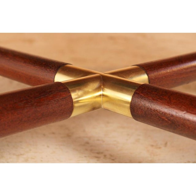 Metal Mid-Century Round Coffee Table with Smoked Glass Top and Brass Feet from G-Plan, 1960s For Sale - Image 7 of 9