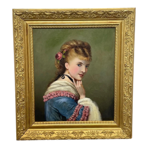 19th Century Oil Portrait Young Lady Dated 1870, English School, Gilt Frame in the Manner of George Goodwin Kilburne