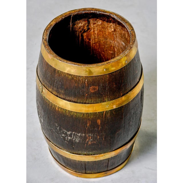 English English Oak Barrel With Four Brass Bands For Sale - Image 3 of 10