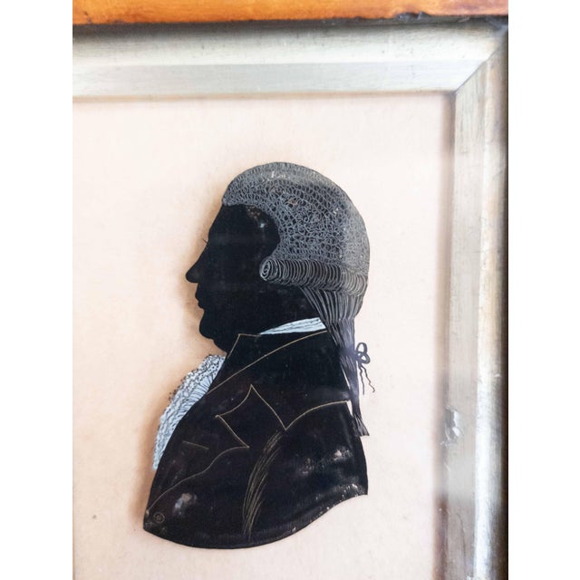18th Century English Miniature Reverse Painted Portrait Silhouette on Glass of James Boswell For Sale - Image 9 of 13