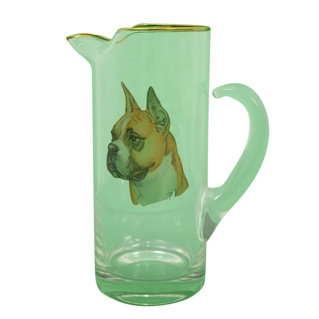 Frank Vosmansky Boston Terrier Glass Pitcher For Sale