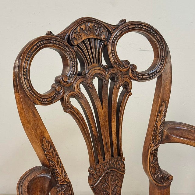 19th Century English Chippendale Style Carved Walnut Armchair For Sale - Image 9 of 18