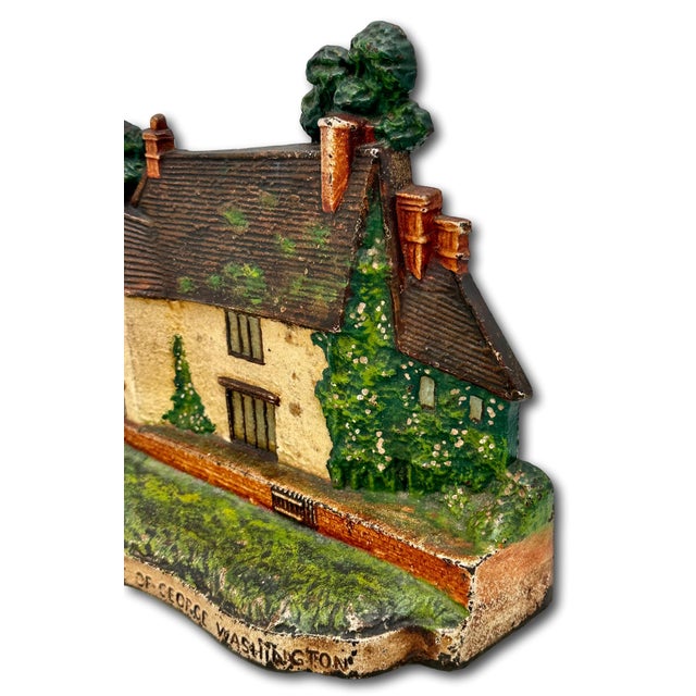 Rare & Large Antique Sulgrave Manor George Washington Ancestral Home Cast Iron Doorstop by Greenblatt Studios - Dated 1925 For Sale - Image 12 of 18