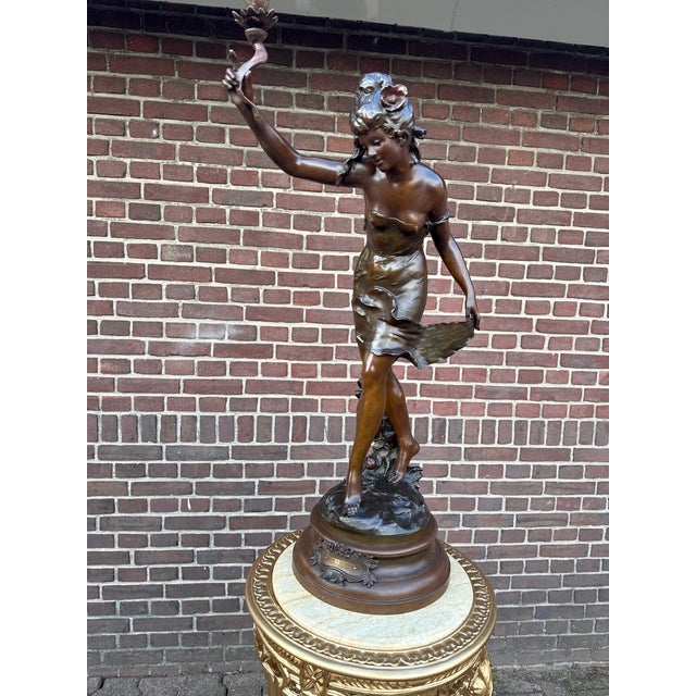 19th C Auguste Moreau Art Nouveau Metal Sculpture For Sale - Image 10 of 18