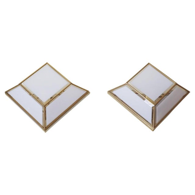 Italian Art Deco Revival Golden Cut Glass Scones, 1980s, Set of 2 For Sale - Image 11 of 11