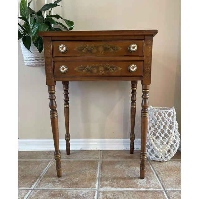 Mid 20th Century Vintage L. Hitchcock Stenciled Nightstand For Sale - Image 10 of 12