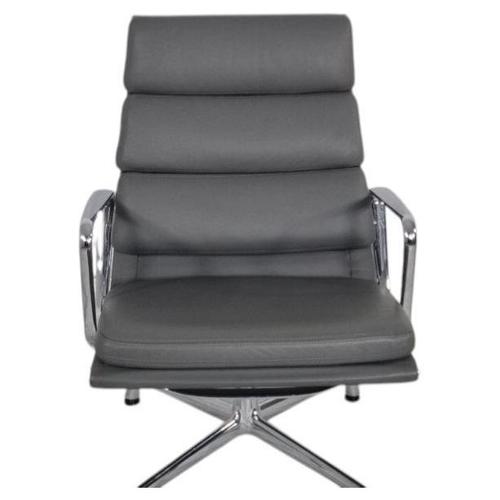 EA219 Soft Pad Chair in Soft Leather by Charles and Ray Eames for Vitra For Sale - Image 3 of 5