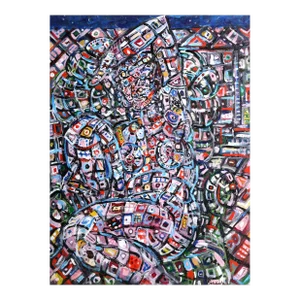 Abstracted Nude, Frank Piazzola Oil on Canvas, Signed