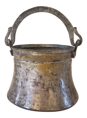 Very Interesting Antique 18th Century Hand Forged Small Smelting Pot With Handle