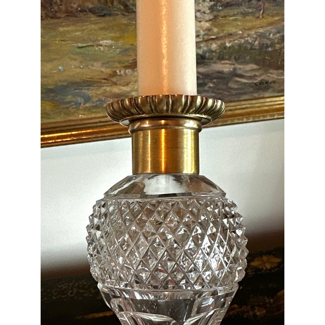 Early 20th Century Wheel Cut Glass Candlestick Lamps - a Pair For Sale In Cincinnati - Image 6 of 18
