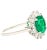 Art Deco 3.02 Carat Vivid Green Round Cut Colombian Emerald & Diamond Halo Platinum Ring, Size 8.25 For Sale - Image 3 of 7