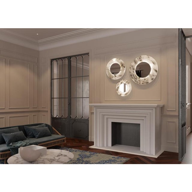 Mirror Disc Wall Lamp by United Alabaster For Sale - Image 4 of 6