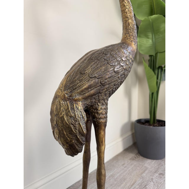 Large Vintage Bronze Crane Statues, 1920s-1940s, Set of 2 For Sale - Image 9 of 16