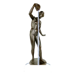 Very Unique Patinated Bronze Fountain Figure of a Nude Lady With a Broken Pitcher by Karl Satzinger