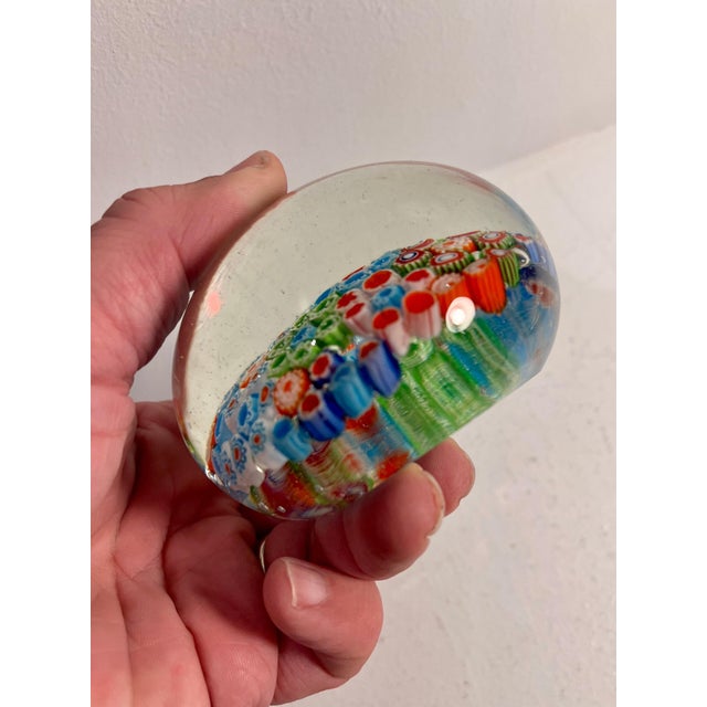 Glass 1970s Murano "millefiori" Art Glass Paperweight For Sale - Image 7 of 10