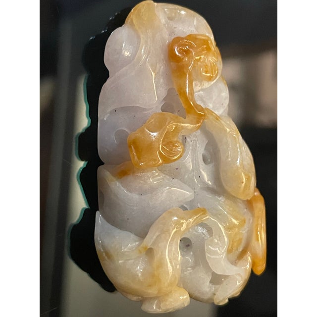 Jadeite Jade Two Tone Honey Jade Relief Carving For Sale - Image 4 of 7