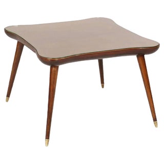 Mid-Century Coffee Table in Walnut with Glass Top, 1950s For Sale