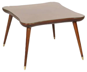 Mid-Century Coffee Table in Walnut with Glass Top, 1950s