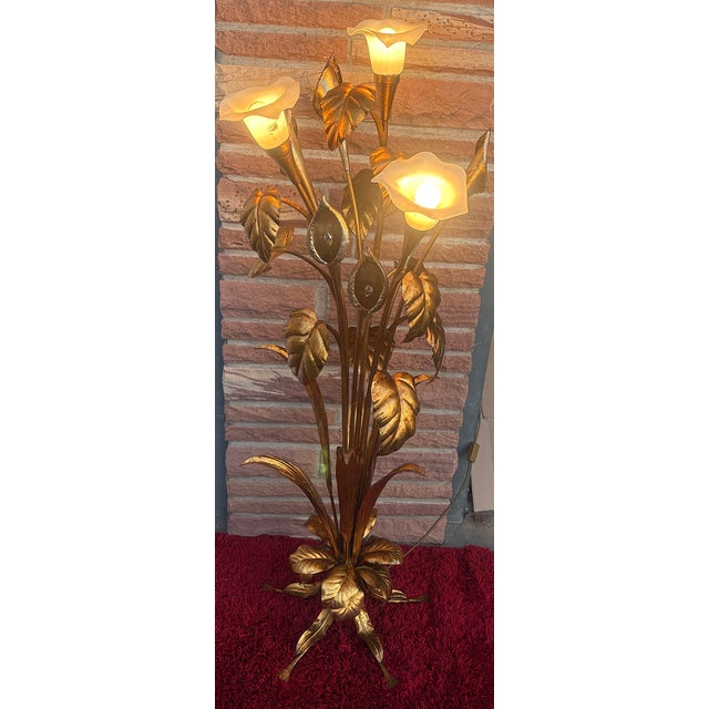 Gold-Plated Metal and Glass Shade Floor Lamp from Hans Kögl, 1960s For Sale - Image 10 of 11