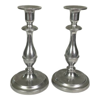 The Wilton Company Pewter Candlesticks a Pair For Sale