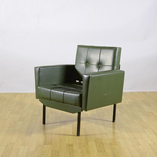 Green Leatherette Armchairs with Metal Frames and Foam Padding, 1970s, Set of 2 For Sale - Image 6 of 9