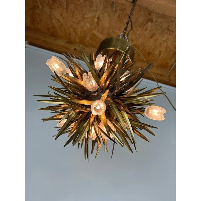 Metal Hans Kogl Style Florentine Ceiling Lamp or Chandelier, 1960s For Sale - Image 7 of 12