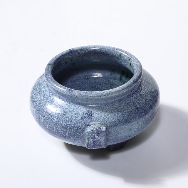 Art Deco Art Deco Blue Glazed Ceramic Vase by Reginald Wells for Soon by Coldrum For Sale - Image 3 of 12