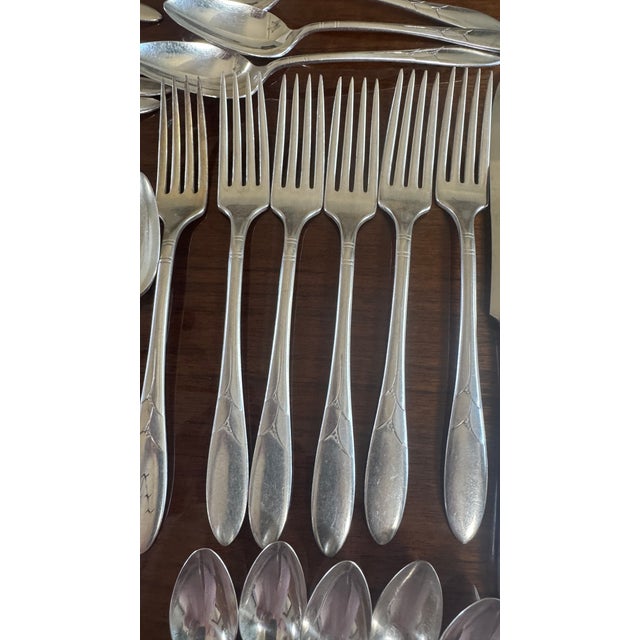 Metal Vintage Silverplate Lady Hamilton Silver Flatware Set, Art Deco, C1932 Oneida Rare - 44 pcs For Sale - Image 7 of 13