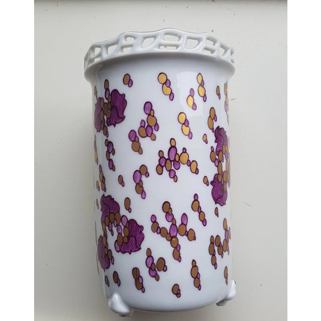 Precious Art Nouveau porcelain vase with ornamental Camaieu painting in violet and gold and golden staffage Nymphenburg...