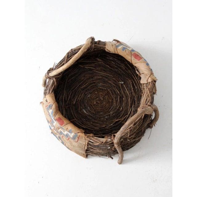 Antique Painted Bark Basket For Sale - Image 11 of 12