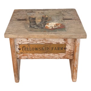 Folk Art Equestrian Decor Boot Shine Box/Stool For Sale