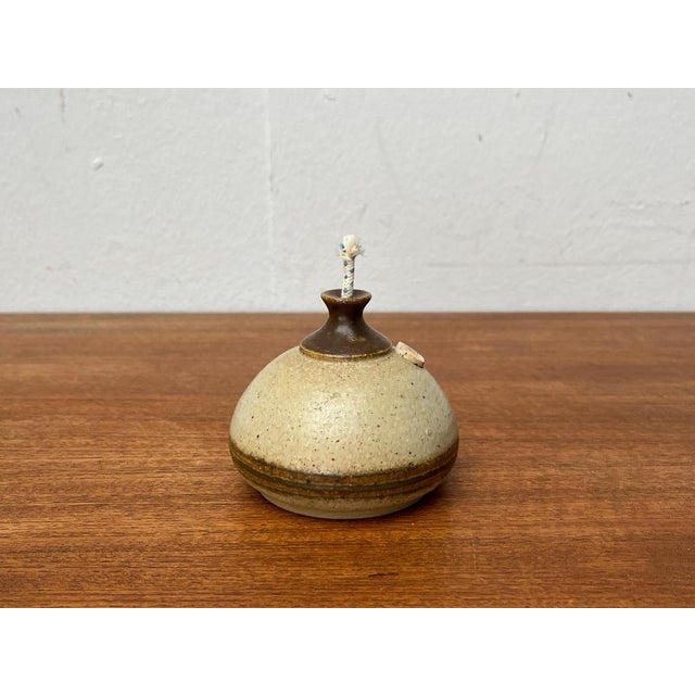 Beige Mid-Century Danish Studio Pottery Oil Lamp from Bjergard, 1960s For Sale - Image 8 of 15