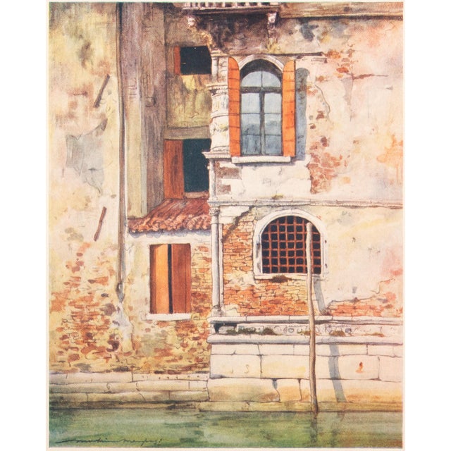 An original small period antique full-color print of Venice by Mortimer Menpes after his watercolor painting "Palace in a...