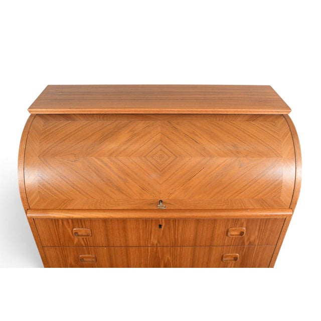 Egon Ostergaard Mid 20th Century Attributed to Egon Östergaard Curved Top Secretary Desk in Teak For Sale - Image 4 of 12