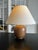 Solid wood lamp from the 1960s base height 27cm, diameter 17cm lampshade with stains European Plug (up to 250V).The wiring...