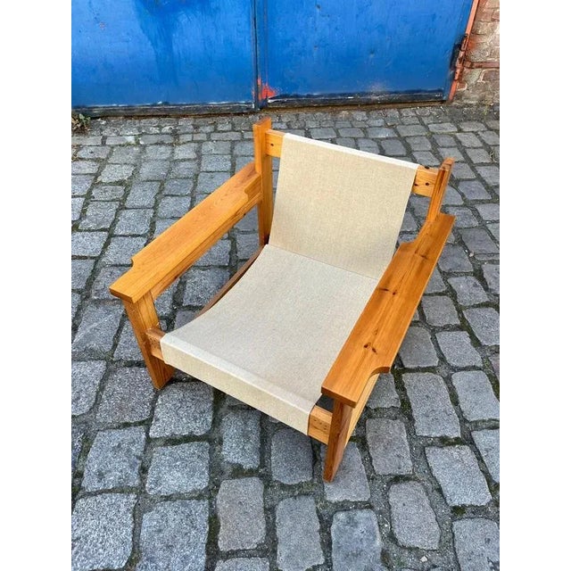 Safari Style Beige-Grey Armchair For Sale - Image 10 of 11