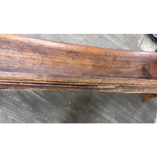 Brown Antique Victorian Gothic Style Solid Oak Church Pew For Sale - Image 8 of 9