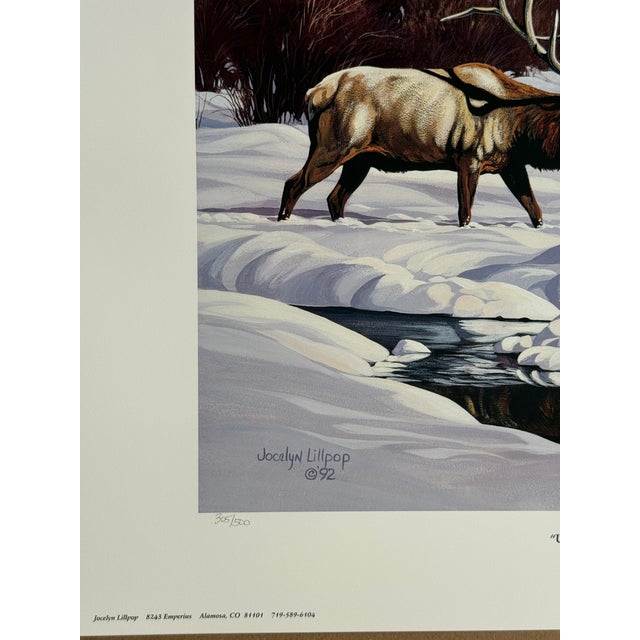 Paper 1992 Jocelyn Lillpop Russell Under Mineral Point Signed Numbered Wildlife Print Elk San Juan Mtn. Range For Sale - Image 7 of 9