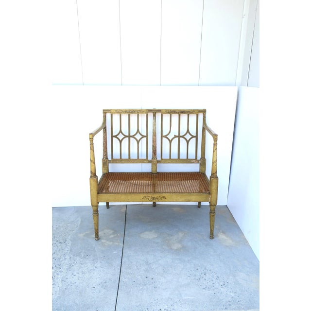 Wicker Cane and Painted Wood Loveseat Bench Chairish