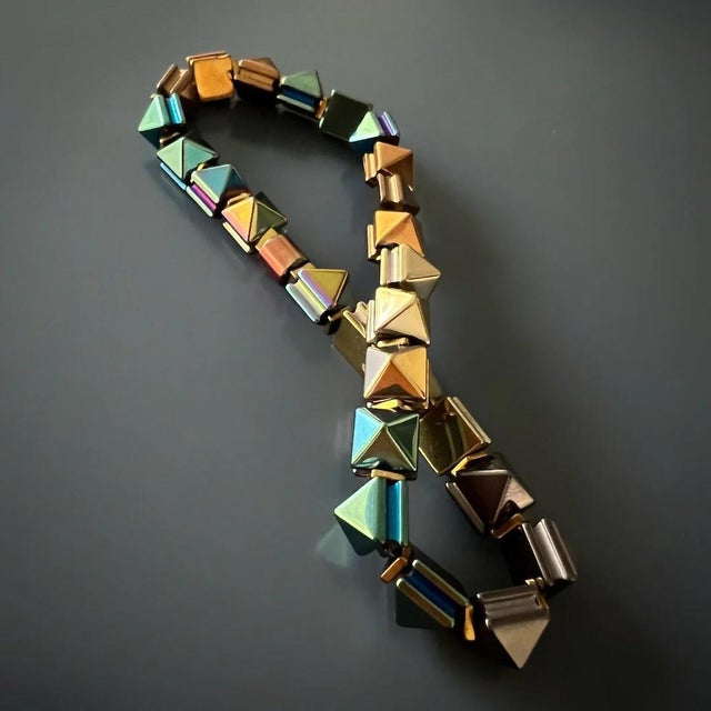 Early 21st Century Fancy Hematite Stone Beaded Ankle Bracelet For Sale - Image 5 of 7