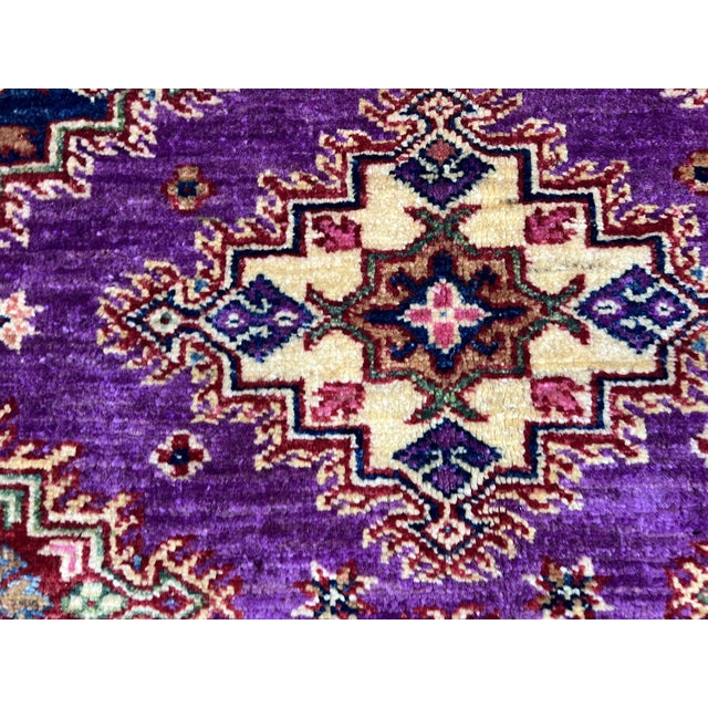 Purple and Pink Kazak Tribal Wool Rug - 5'1" X 6'7" For Sale - Image 9 of 13