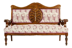 Mid-19th Century Hand Carved Mahogany Victorian Style Settee