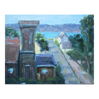 Contemporary Impressionist Art, Mendocino Tower View Oil Painting For Sale