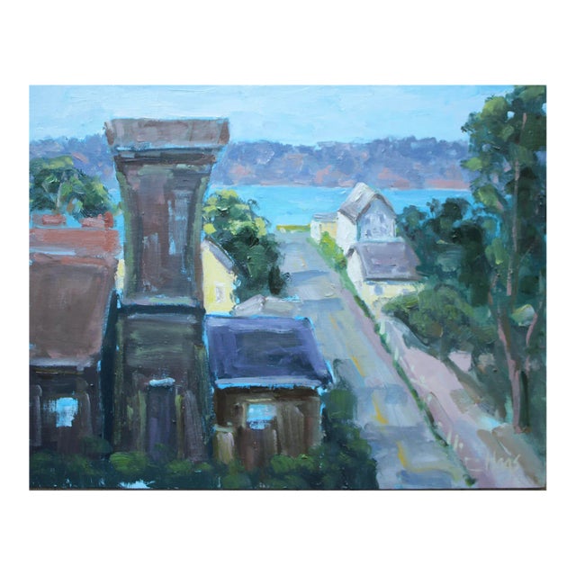 Contemporary Impressionist Art, Mendocino Tower View Oil Painting For Sale