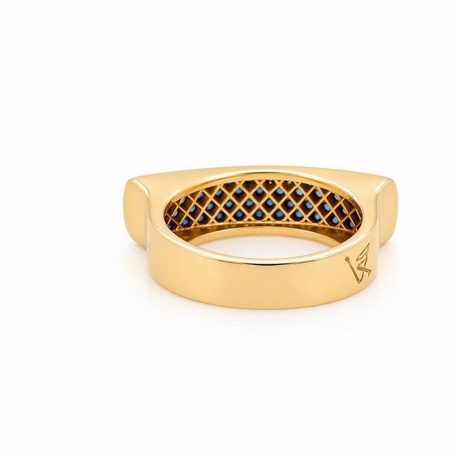 Early 21st Century David Vangelder of Paris 18k Rose Gold Sapphire Ring, Size 6.5 For Sale - Image 5 of 5