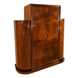 Belgian Art Deco Wardrobe in Mahogany and Amboyna Burl, 1920s1930s For Sale