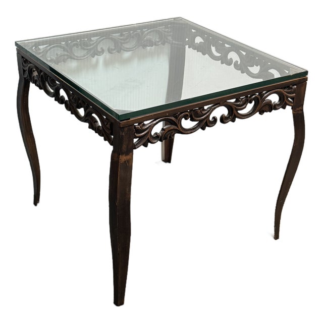 Vintage Burnished Metal Side Table For Sale