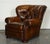 Set of Fully Hand Dyed Leather Writers Reading Armchair with Ottoman For Sale - Image 4 of 18